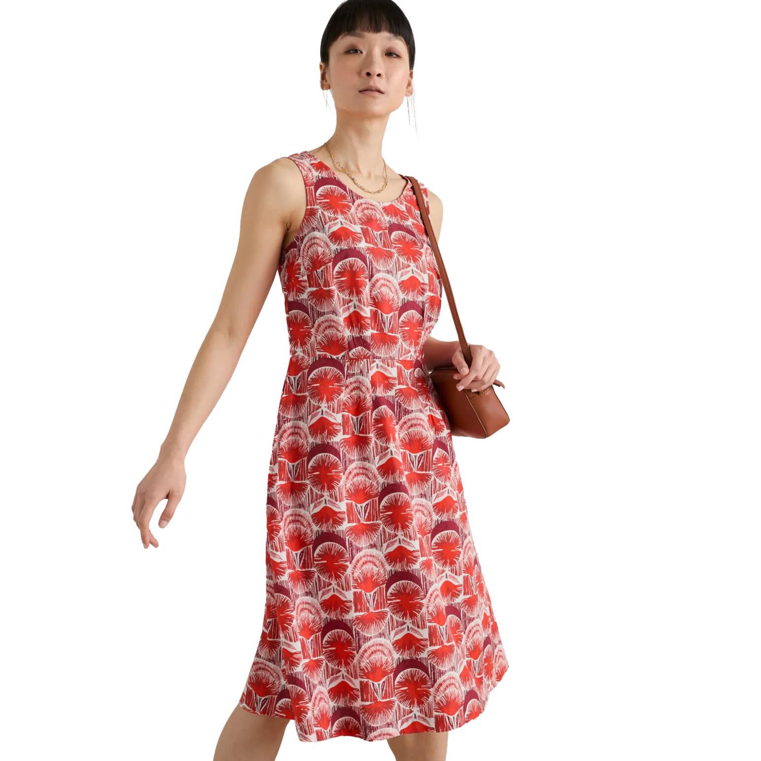 Seasalt Cornwall Quick Sketch Dress Sea Lily Geo Orange Coral Ballantynes Department Store